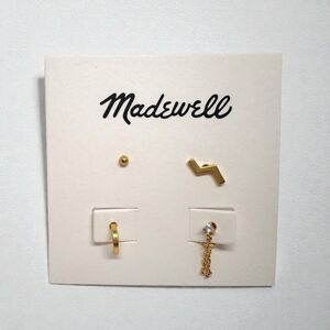 Madewell Mix and Match Mixed Shapes Gold Stud Earrings Set of 4 $32.00 NEW